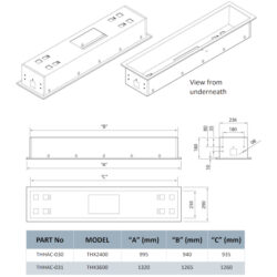 THXAC-030-inbouwframe-RVS-heatstrips-afmetingen©breedex